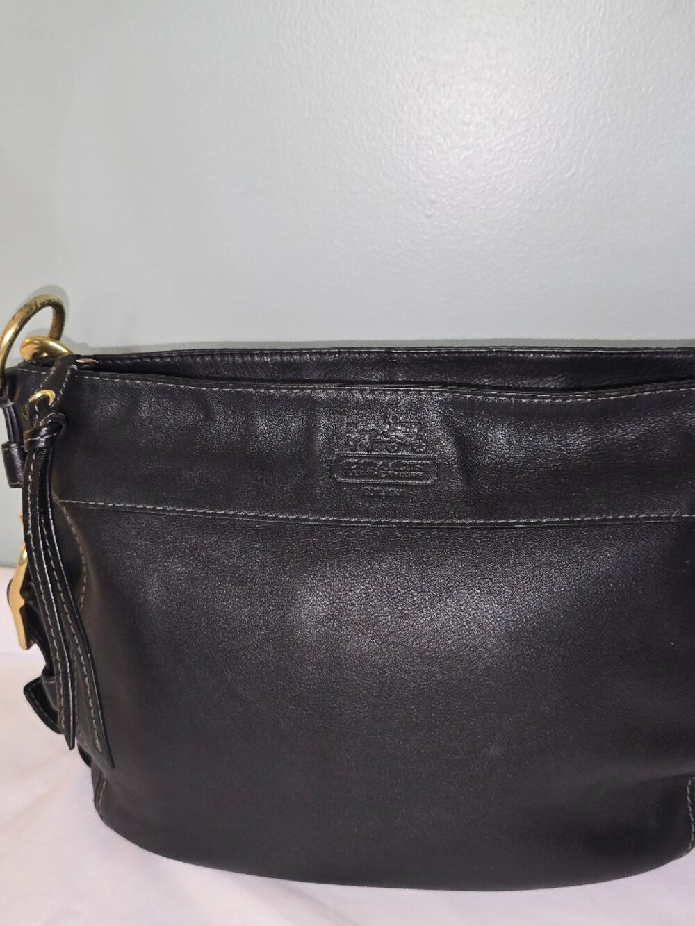 Coach Carly Leather Hobo Bag with polished gold-tone hardware 12671, gently used